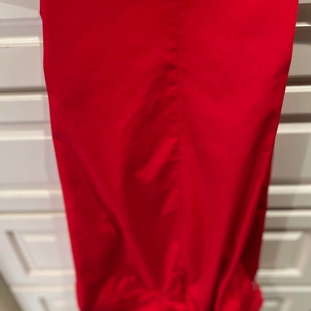RED WASH PANTS, SAN A BELT SIZE 38, JAY-MAR RUBY INC